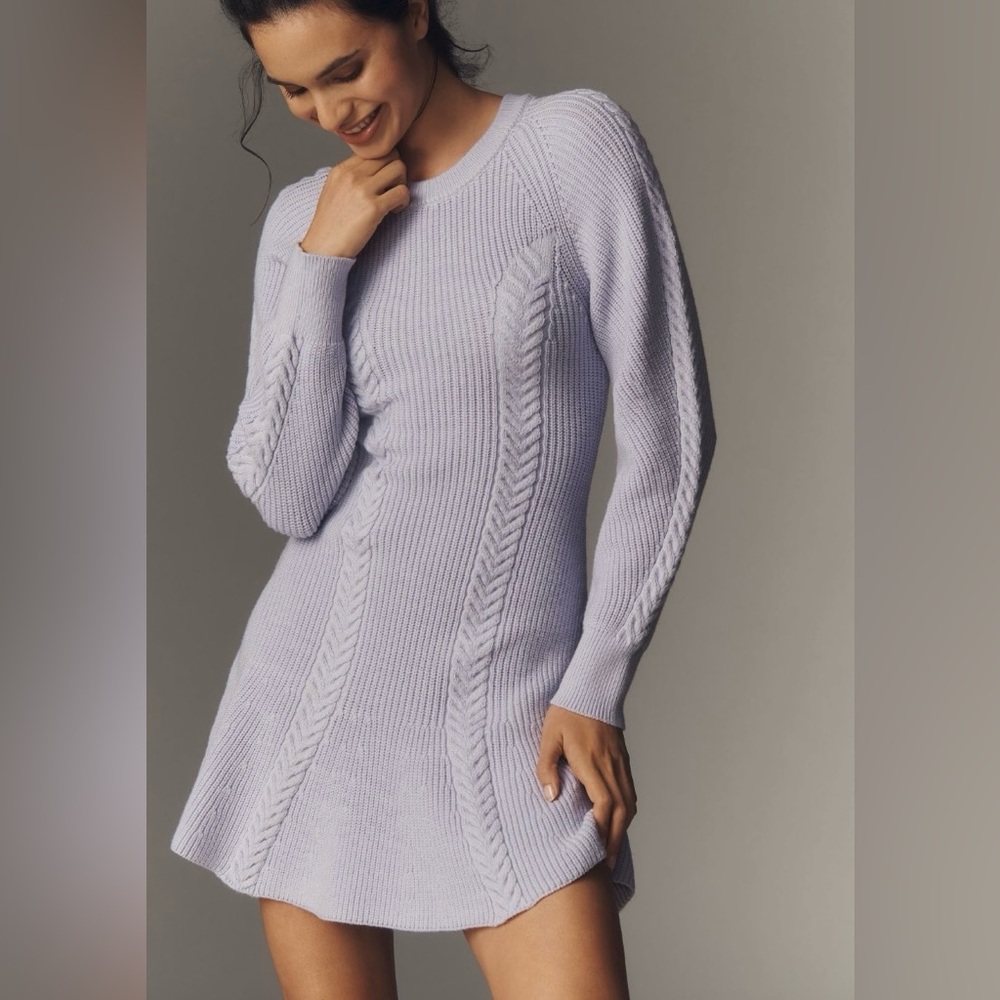 Anthropologie Lavender Knit Skater Dress Large NWT